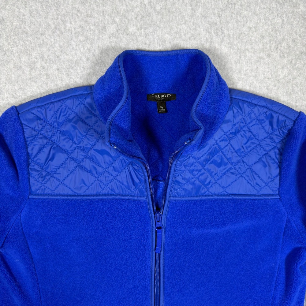 Talbots Petites Blue Fleece Quilted Yoke Full Zip Jacket SP - Picture 2 of 10